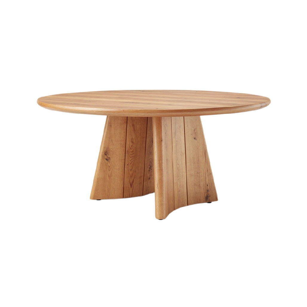 Modern Round Wooden Dining Table with Unique Base Design